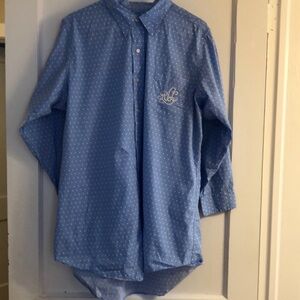Lauren Ralph Lauren Blue Cotton Sleep Shirt